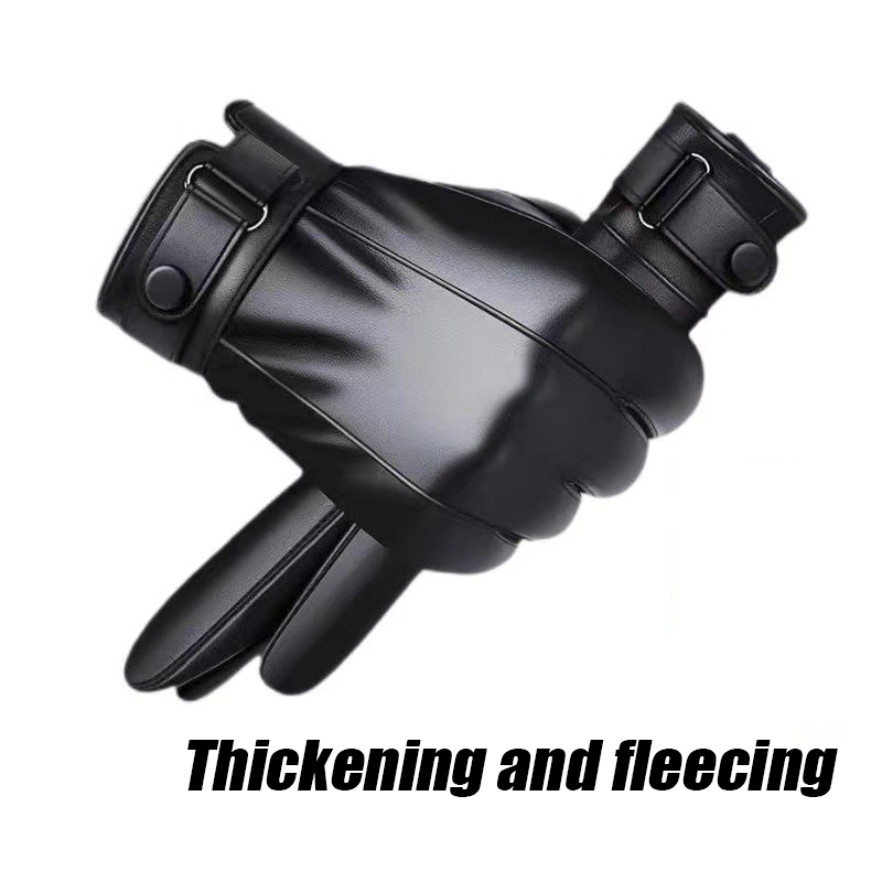 Leather Work Winter Gloves - Czarne rękawiczki jesienno-zimowe Męskie jednoparowe rękawiczki