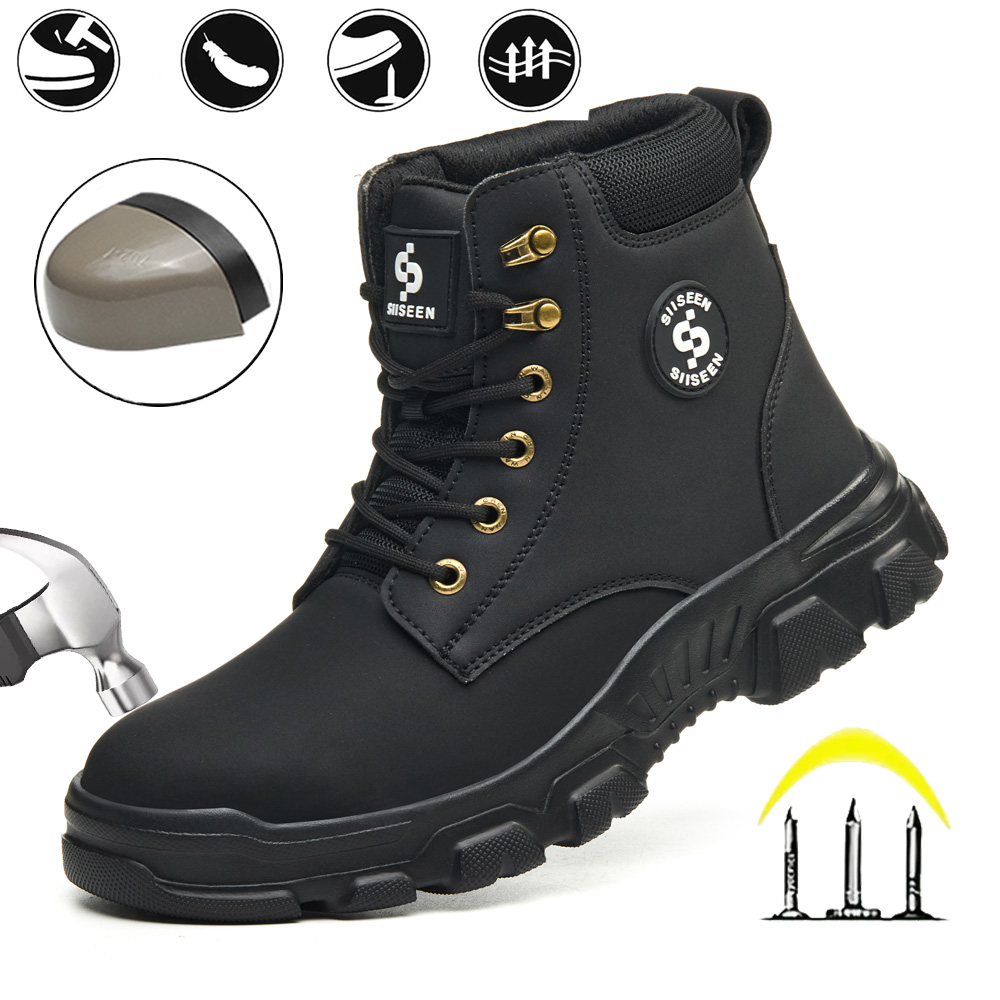 Leather Work Factory - Męskie buty robocze ochronne z metalowym