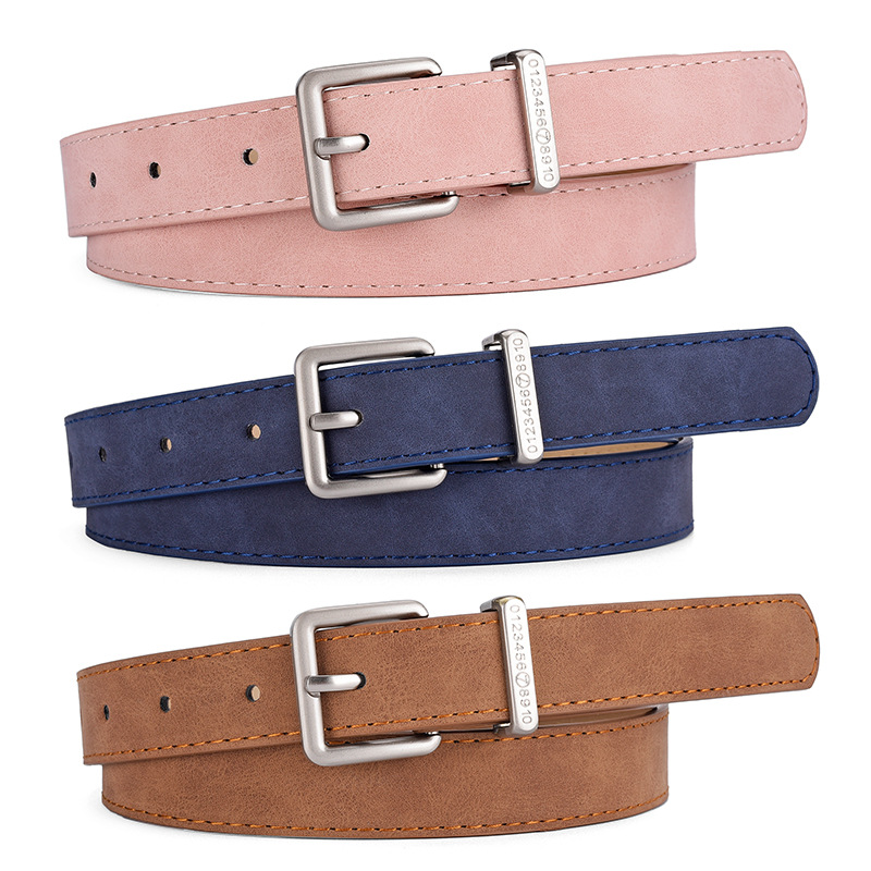 Leather Work Jeans - Pasek damski Modna klamra cienka Pasek