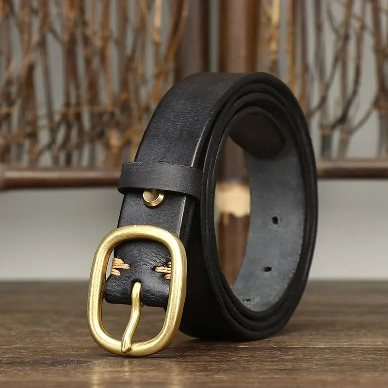 2.8CM damskie czystej skóry by – Leather Work Jeans recenzja i cena