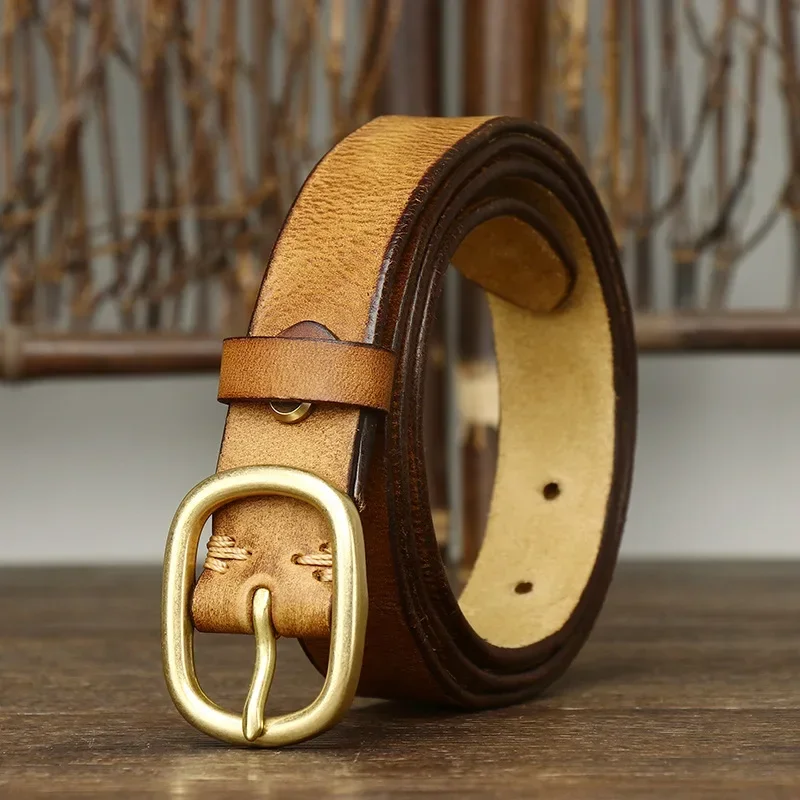 2.8CM damskie czystej skóry by – Leather Work Jeans recenzja i cena